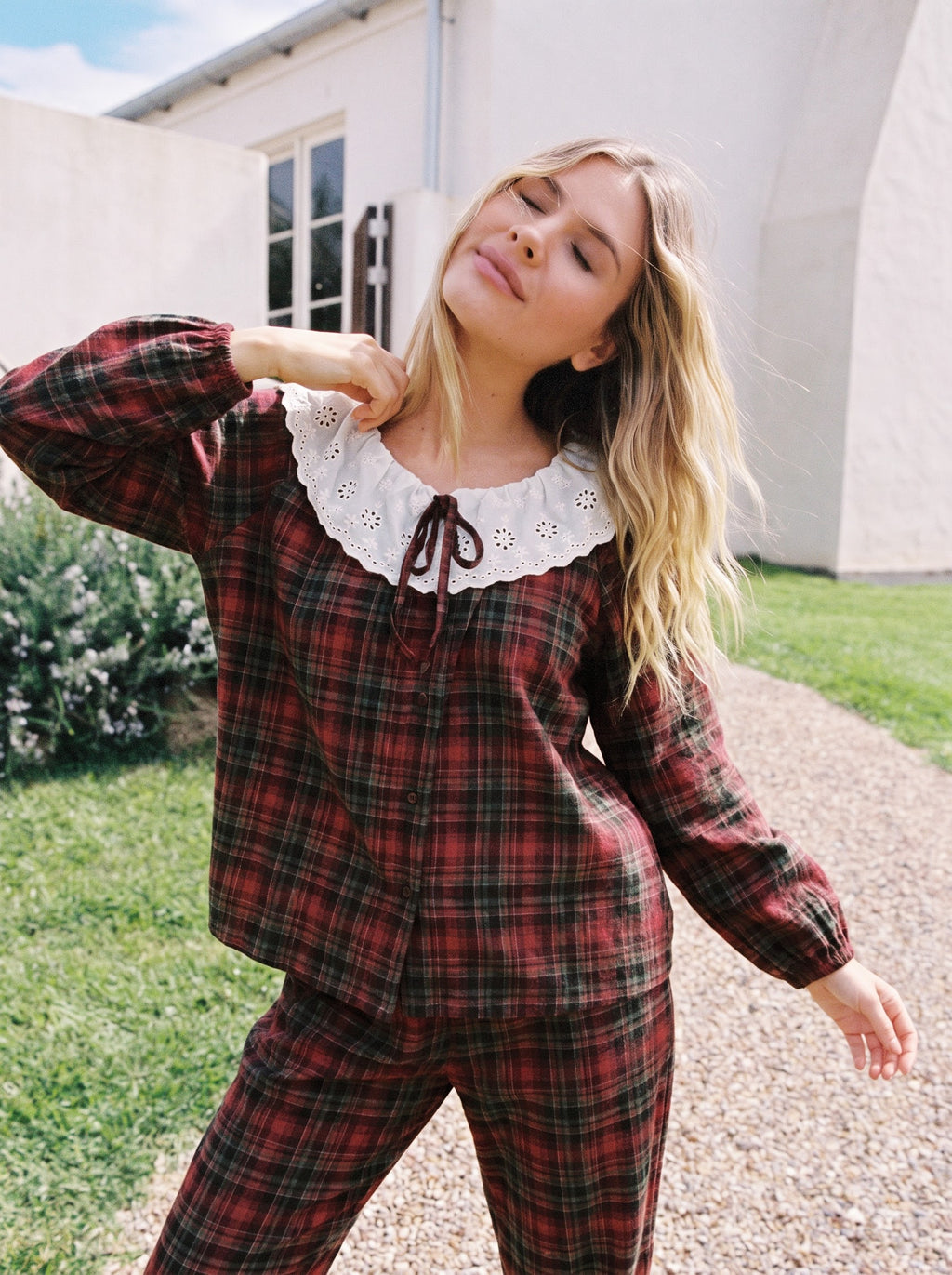 Red Caro Pajamas Set