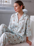 Pink Silk Press Pajamas Set