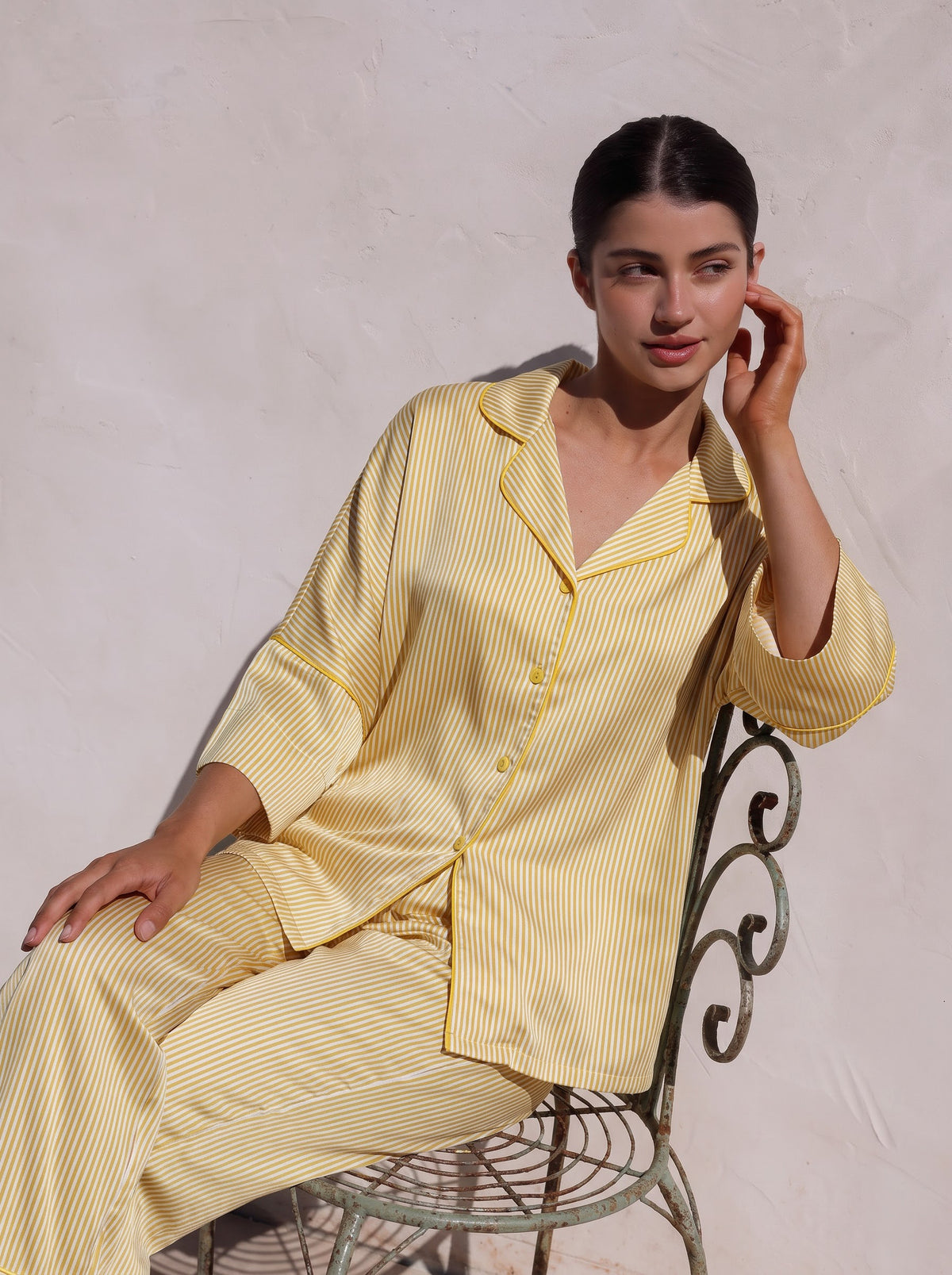 Silk Yellow Pajamas Set