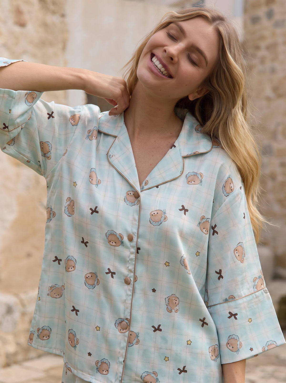 Pink Silk Press Pajamas Set