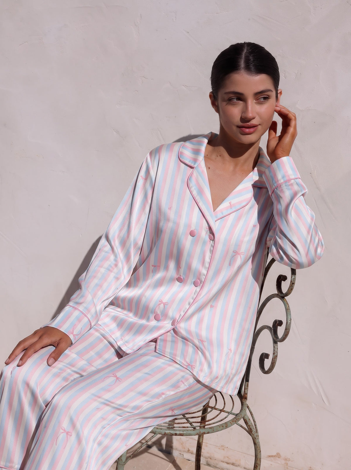 Silk Pink Pajamas Set
