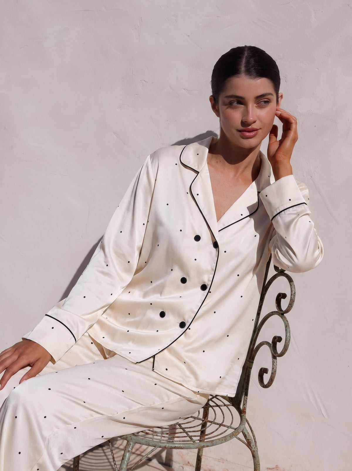 Silk White Premium Pajamas Set