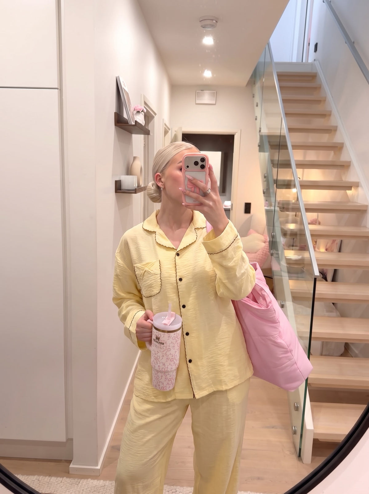 Yellow Solid Linen Pajama Set