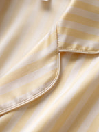 Yellow Striped Long Sleeve Silky Pajama Set