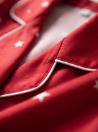 Burgundy Star Print Silky Pajama Set