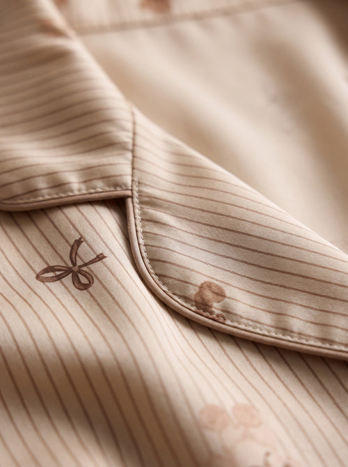 Champagne Striped Silky Pajama Set