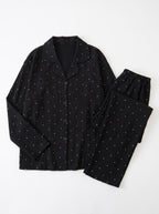 Black Star Print Crinkle Pajama Set