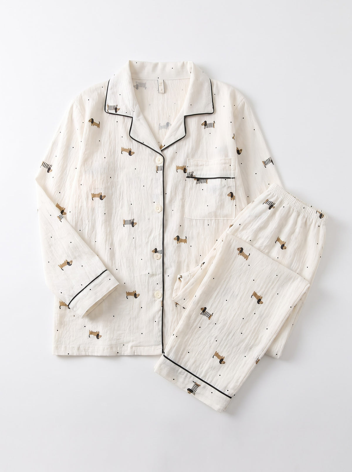 Ivory Dachshund Print Pajama Set