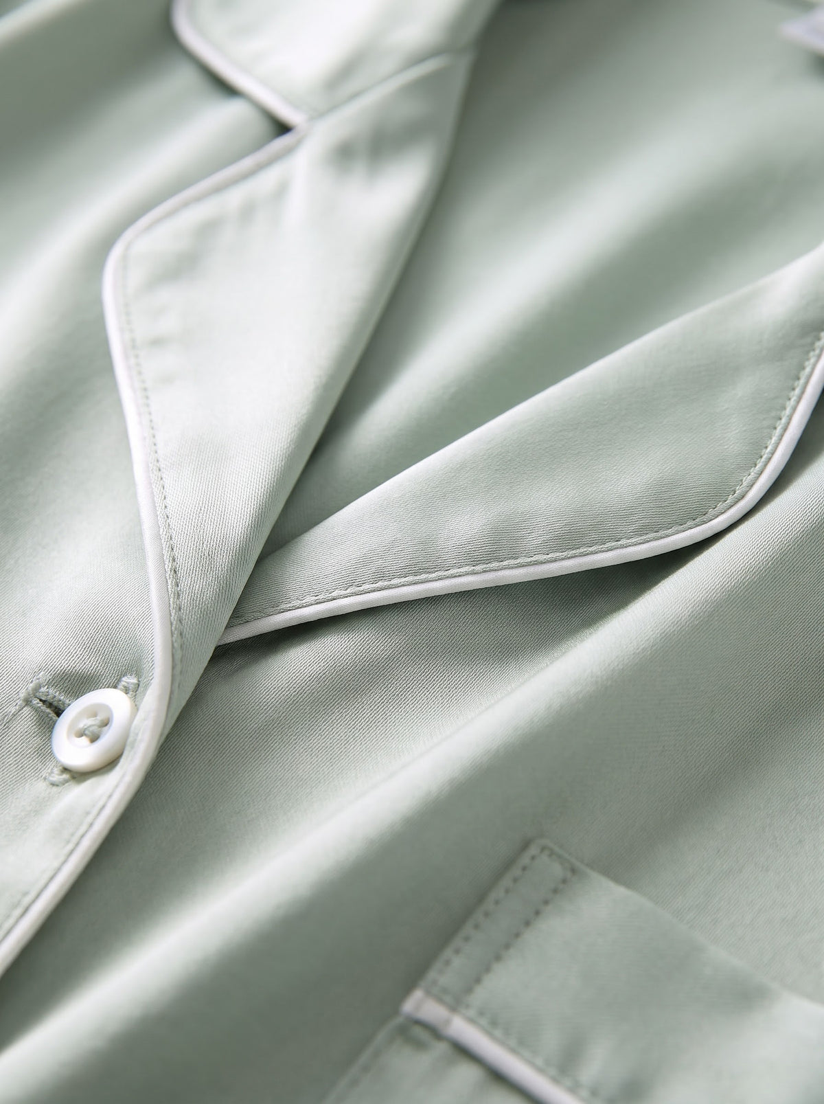 Sage Green Piped Silky Pajama Set